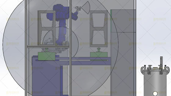 噴涂<a href='http://www.mediatoday.cn' target='_blank'><u>機器人工作站</u></a>正視圖